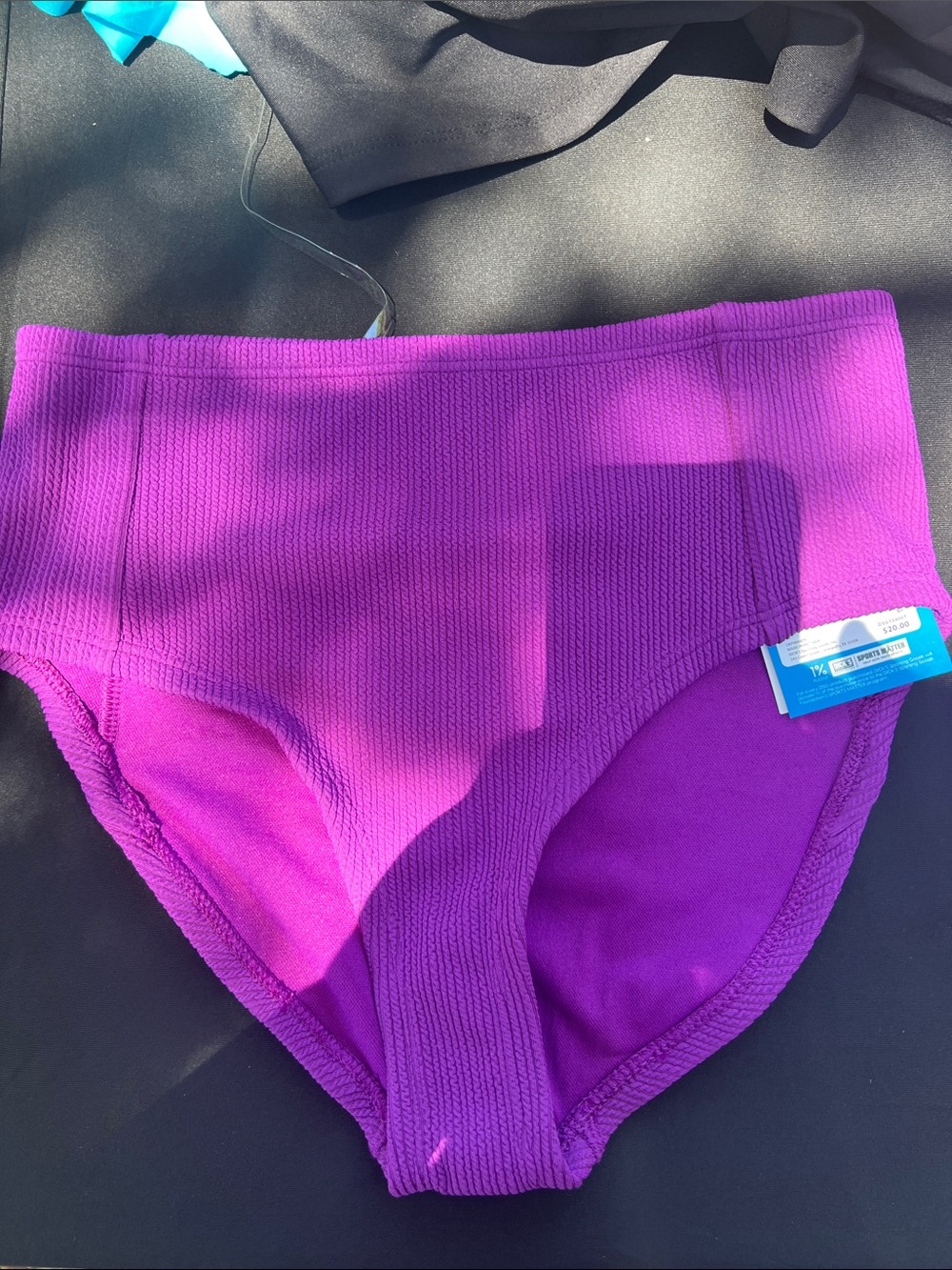 DSG Girls Purple Ribbed High-Waist Swim Bottoms